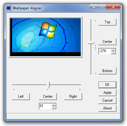 Aligner adjust horizontal vertical position of desktop wallpaper