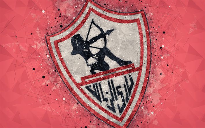 Download wallpapers zamalek sc k geometric art logo egyptian football club red background egyptian premier league cairo egypt football creative art fâ zamalek sc geometric art creative art