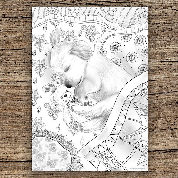 Sleepy puppy printable adult coloring page from favoreads coloring book pages for adults and kids coloring sheets coloring designs instant download