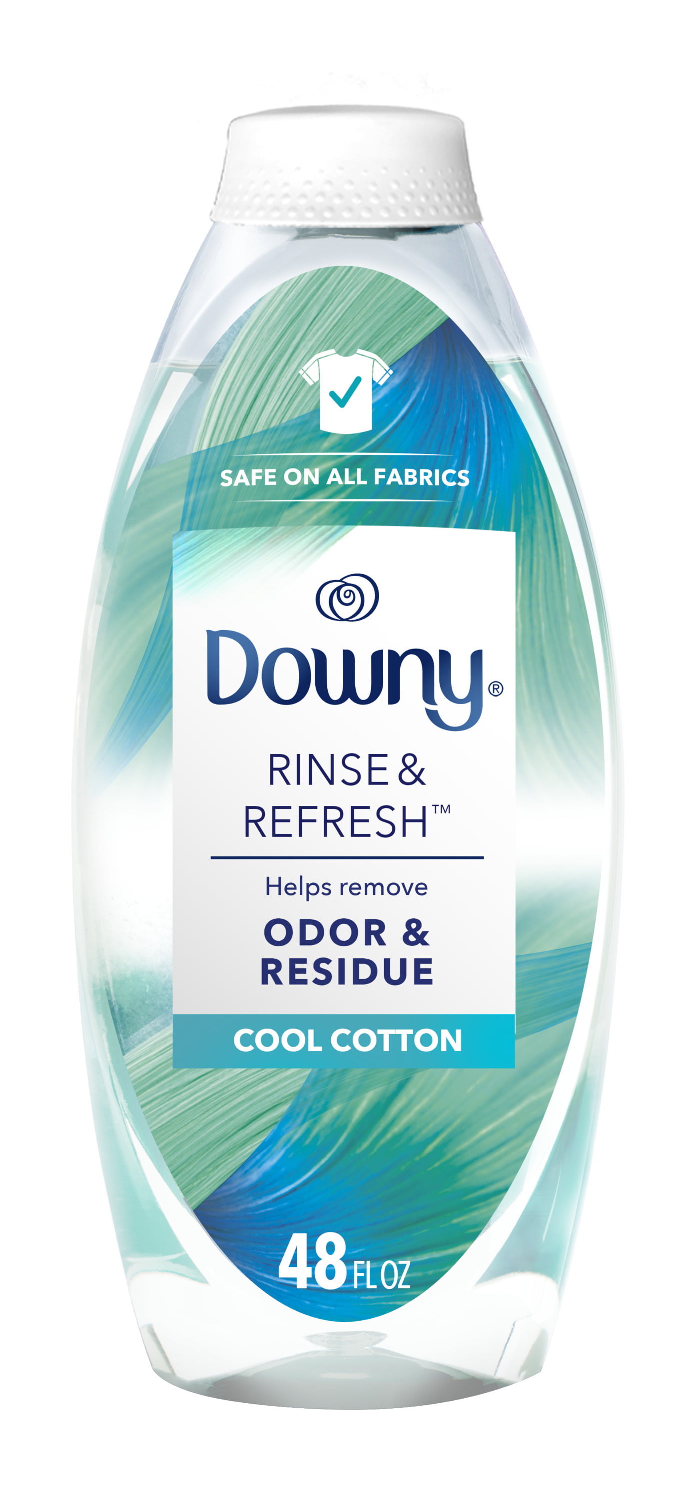 Downy rinse refresh laundry odor remover and fabric softener cool cotton fl oz safe on all fabrics gentle on skin he patible