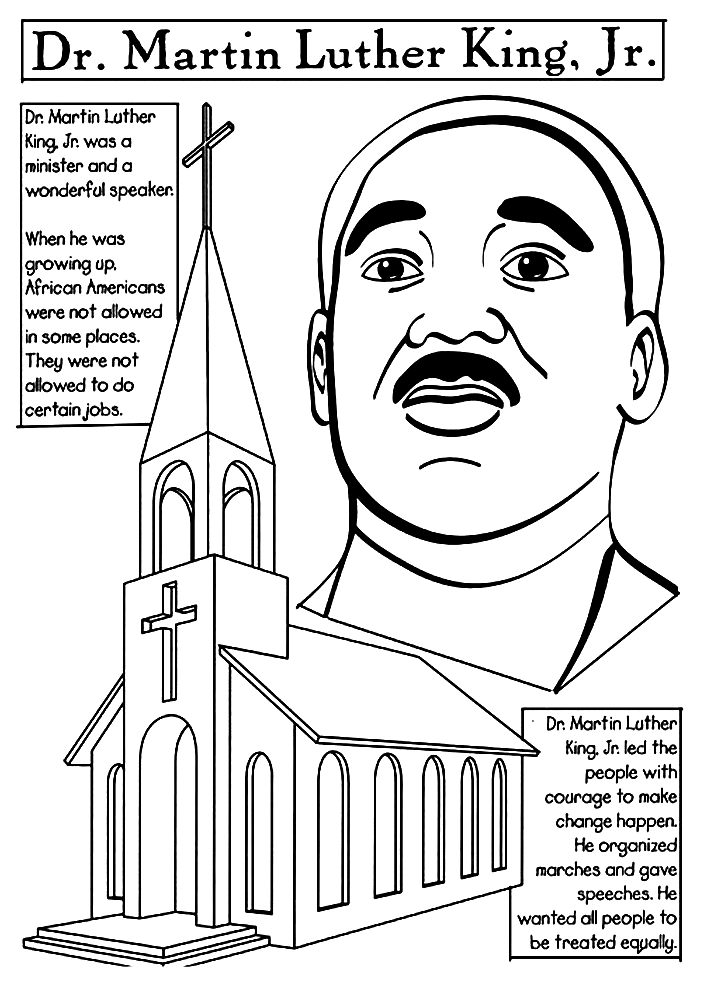 Martin luther king jr coloring pages printable for free download