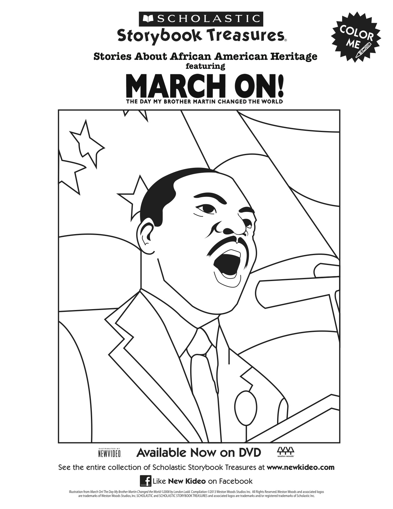 Scholastic printable march on martin luther king jr coloring page