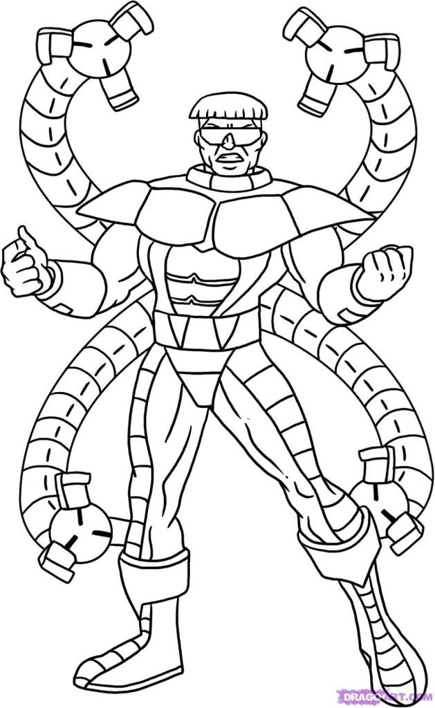 Doctor octopus coloring pages octopus coloring page superhero coloring marvel coloring