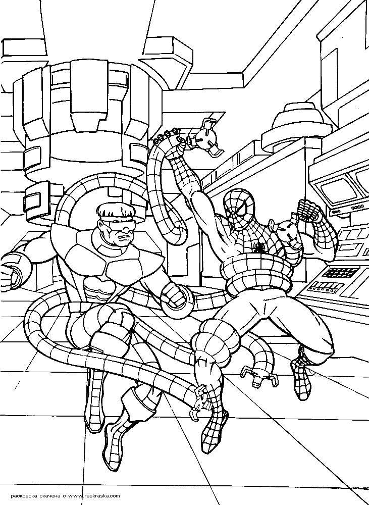 Online coloring pages spiderman coloring spiderman against doctor octopus octopus