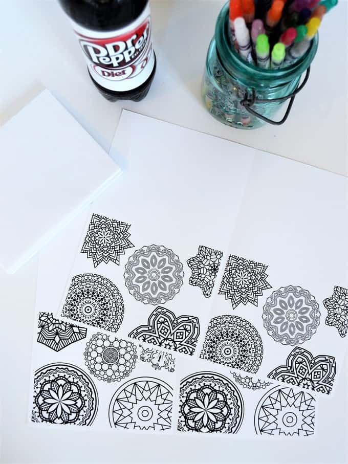 Free printable notecards coloring book with diet dr pepper