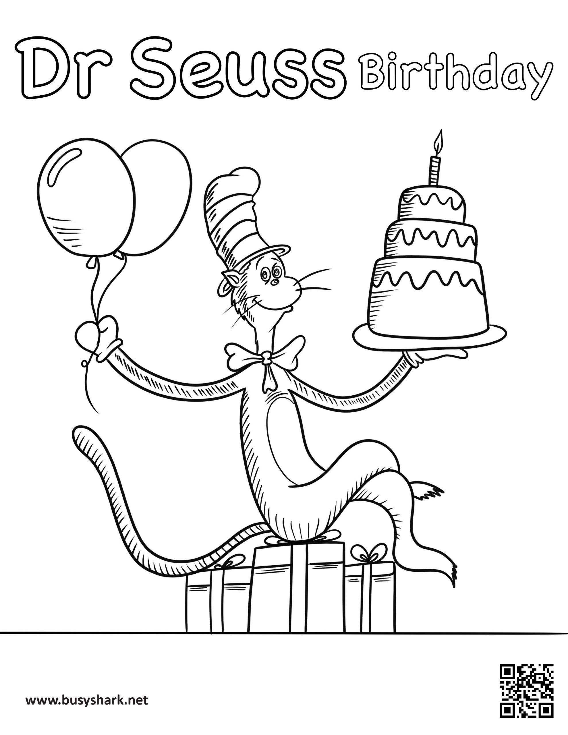 Happy birthday dr seuss coloring page free printable