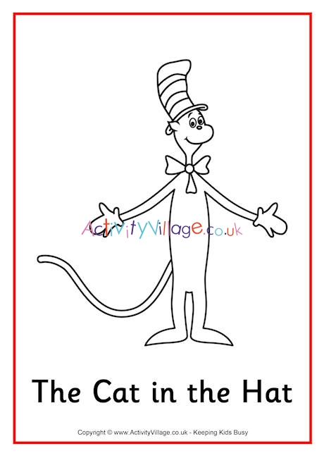Cat in the hat louring page