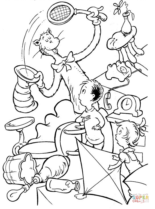 Cat in the hat by dr seuss coloring page free printable coloring pages