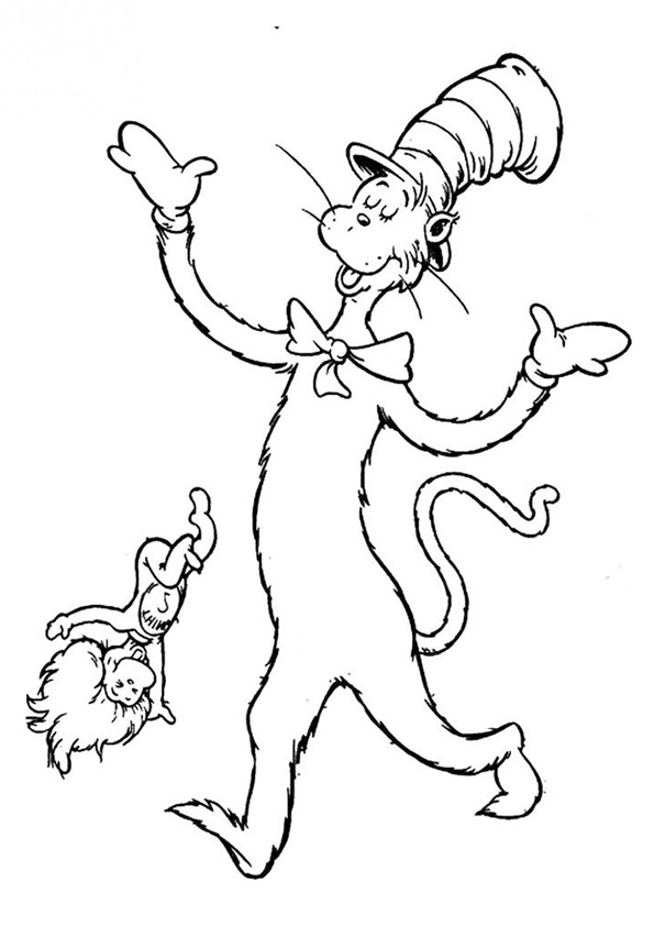 Coloring pages cat in hat coloring page for kids