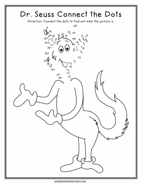 Dr seuss dot to dot printables homemade heather