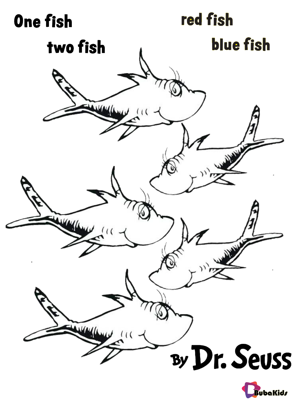 Dr seuss one fish two fish red fish blue fish coloring pages bubakids fish coloring page one fish one fish two fish