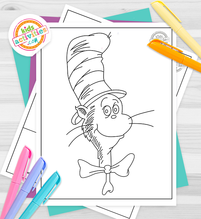 Fun free printable cat in the hat coloring pages kids activities blog