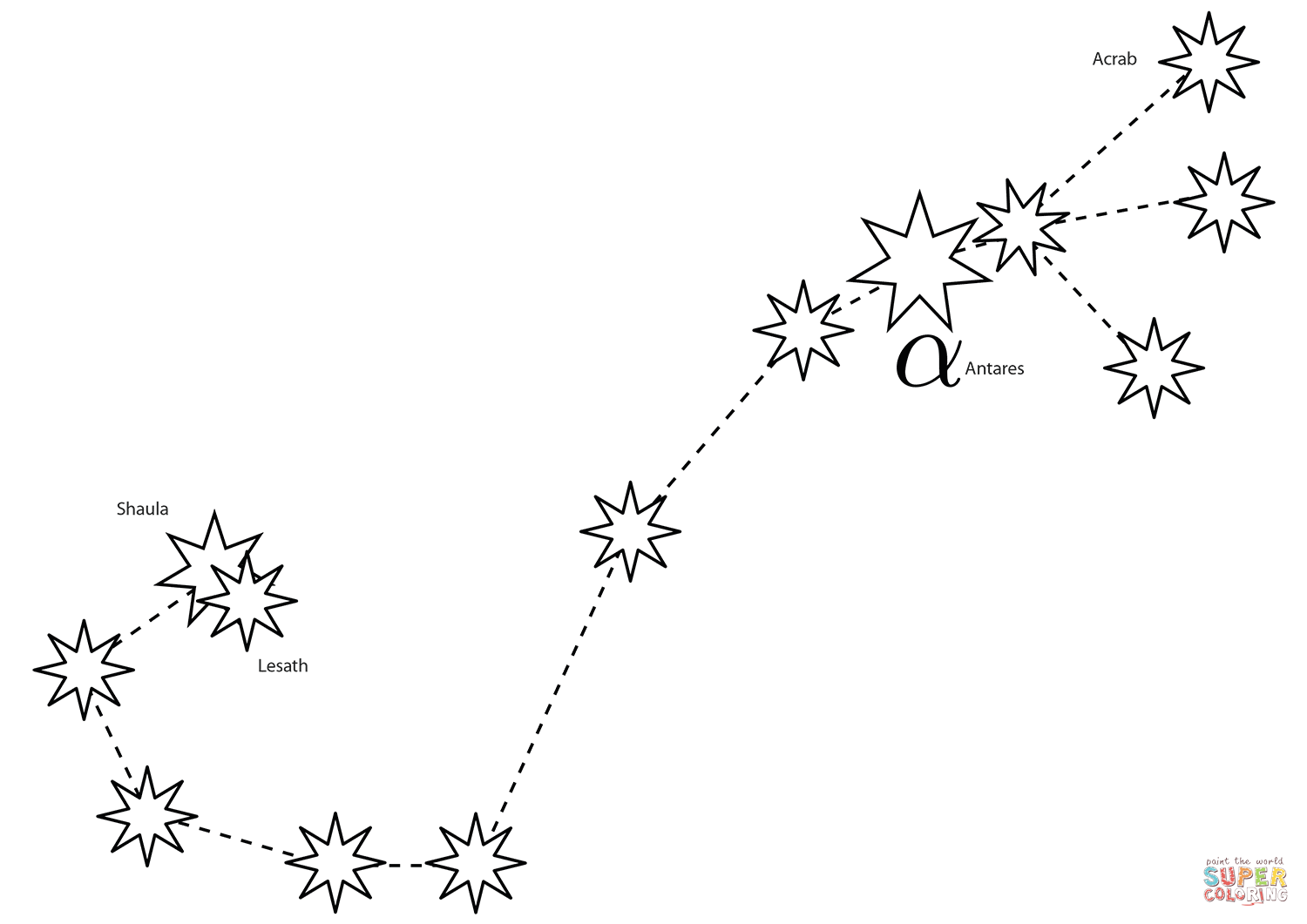 Scorpius constellation coloring page free printable coloring pages