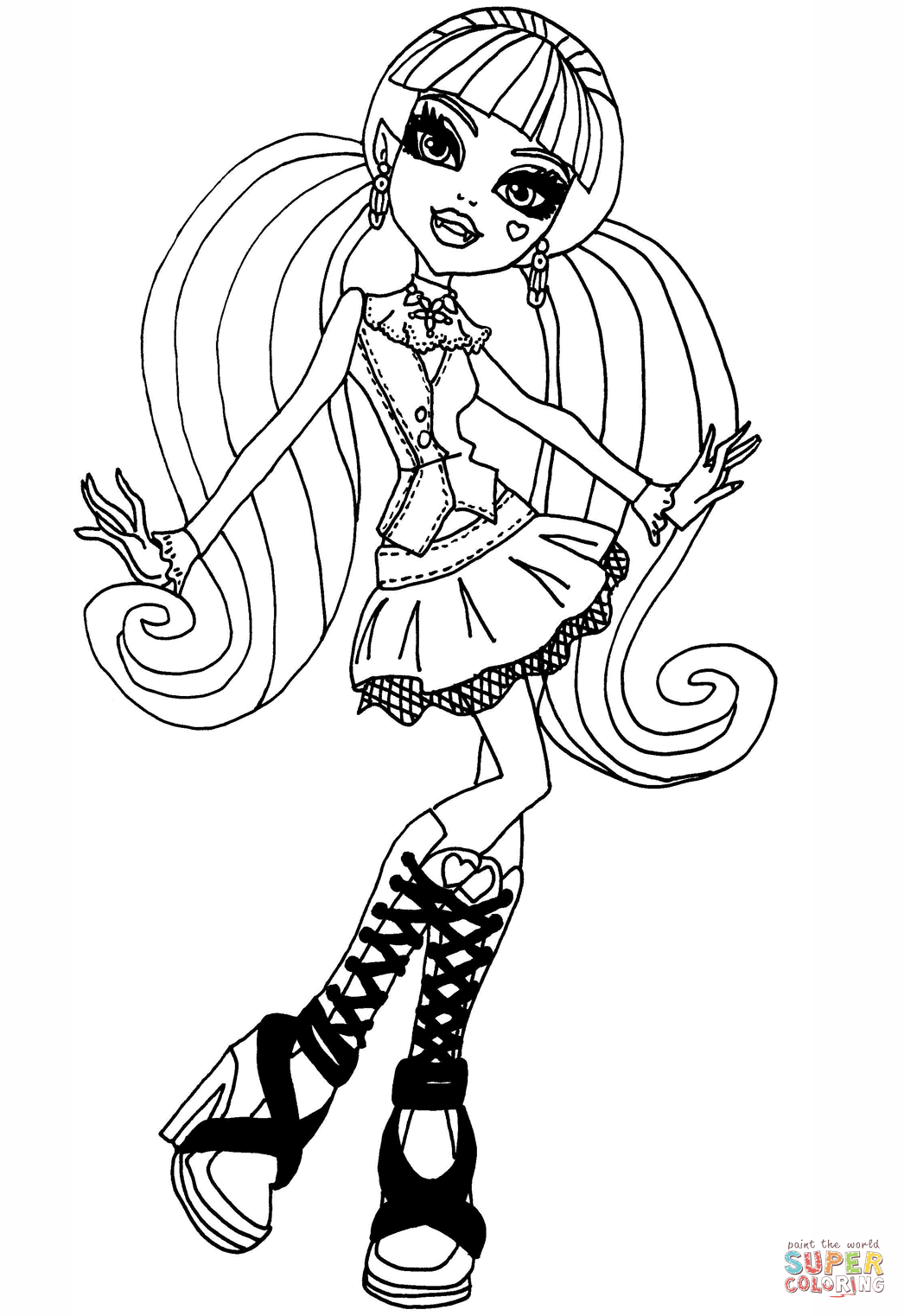 Cool draculaura coloring page free printable coloring pages