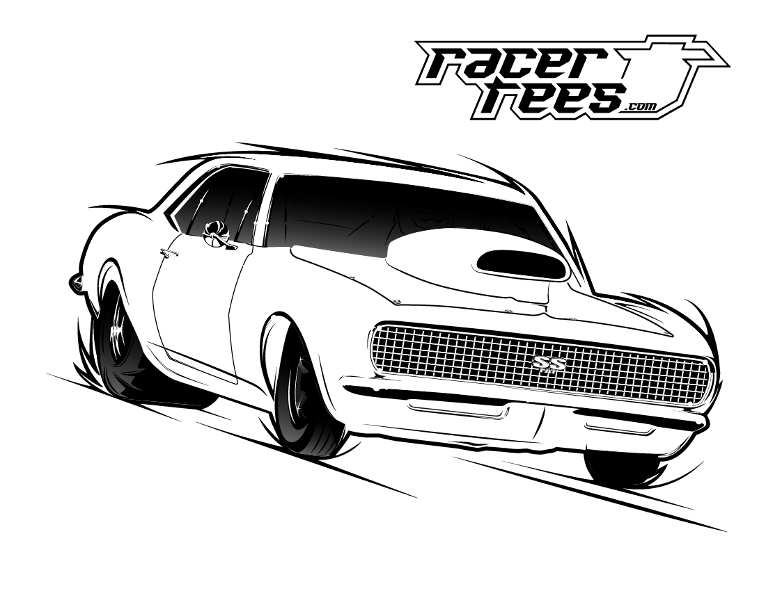 Free drag racing coloring book pages