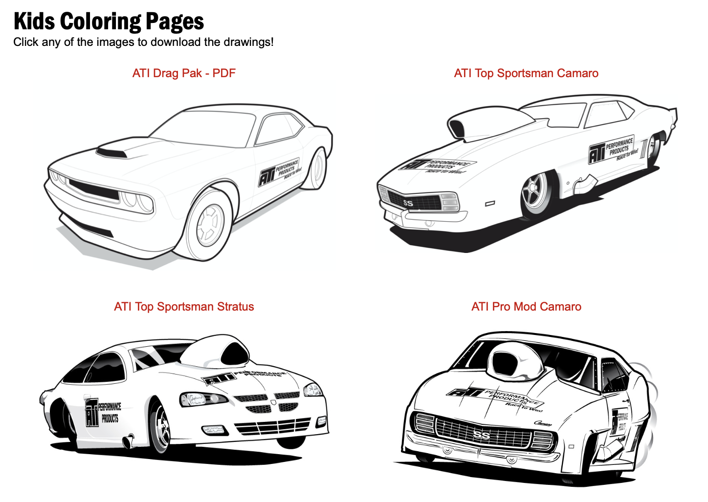 Ati performance products coloring pages for kids