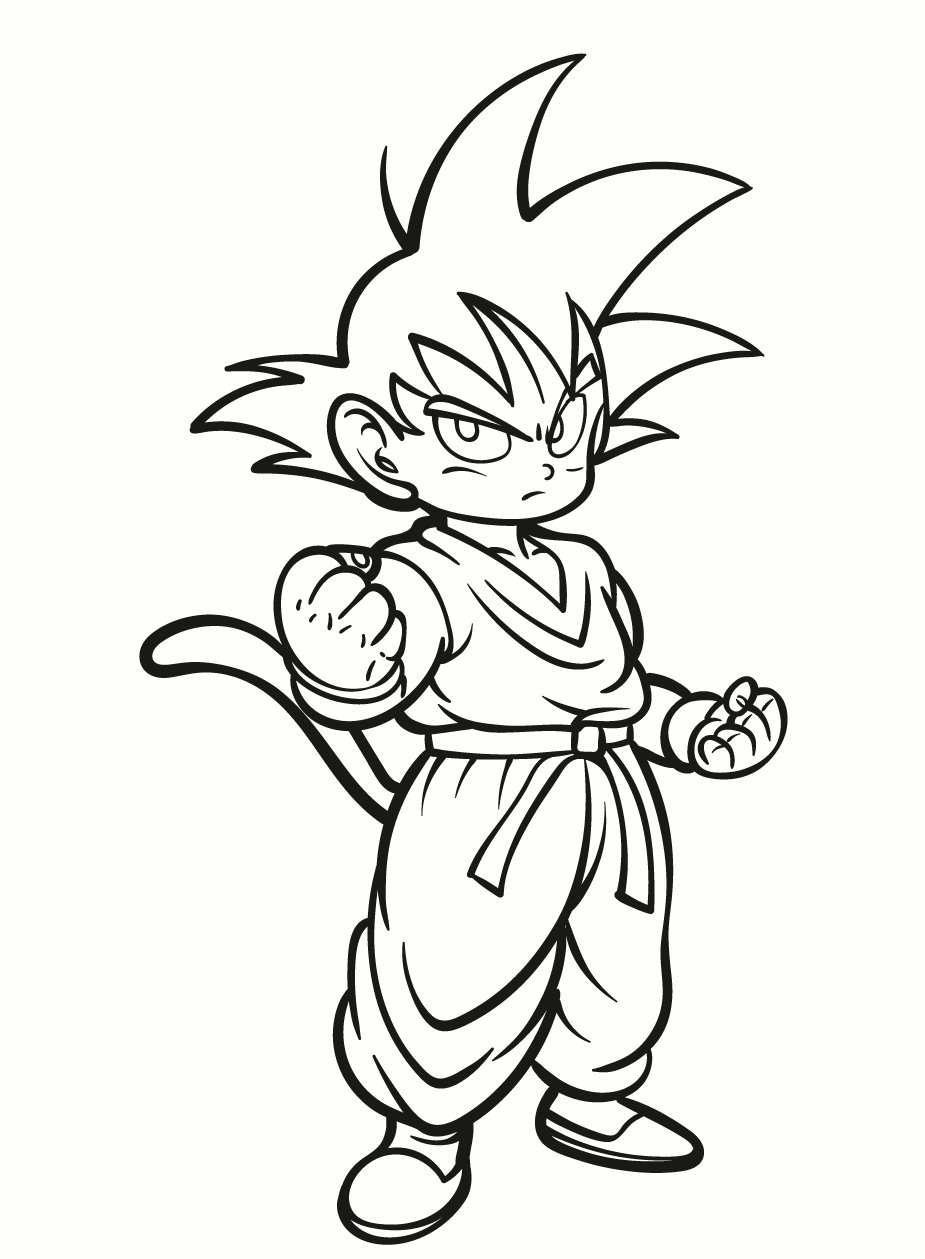 Young goku dragon ball z coloring page