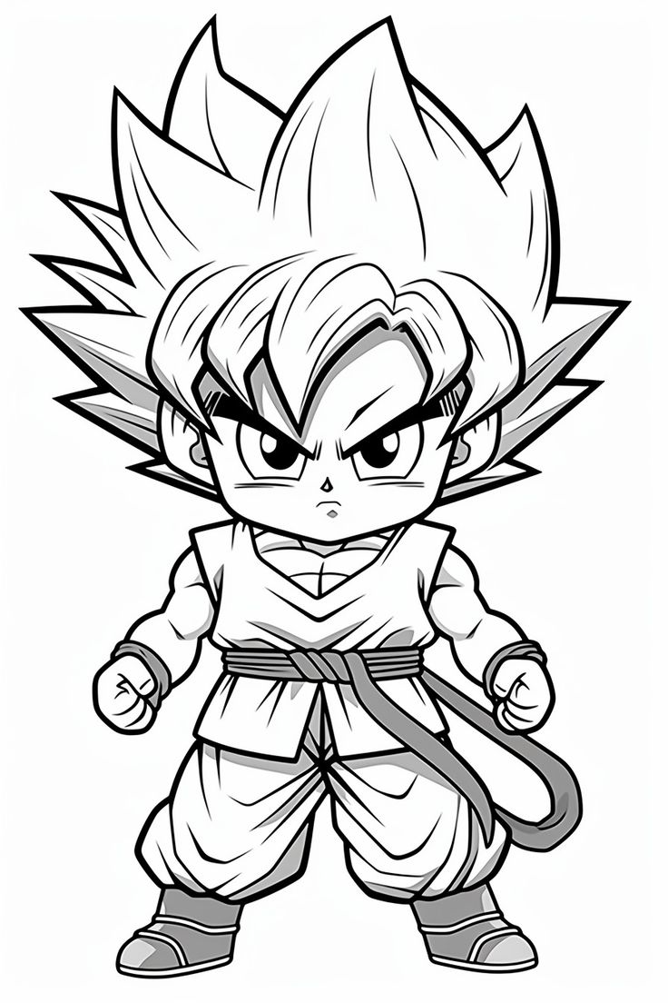 Goku coloring page for kids adults coloring pages cartoon coloring pages chibi coloring pages