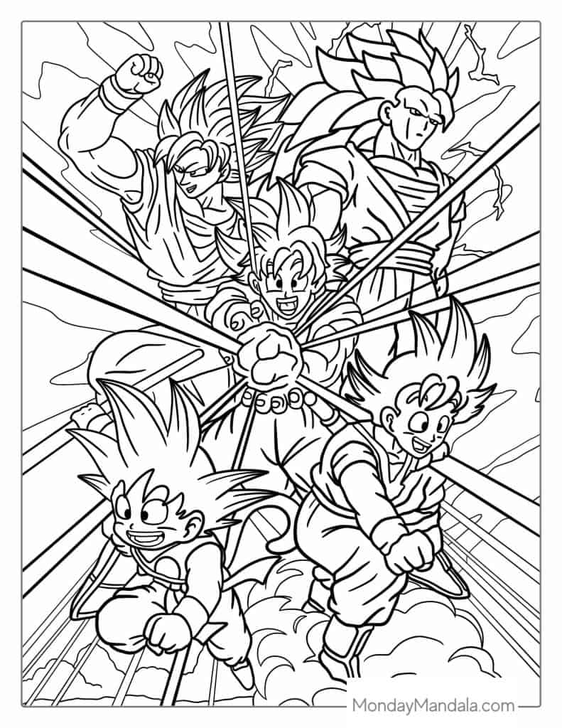 Dragon ball z coloring pages free pdf printables