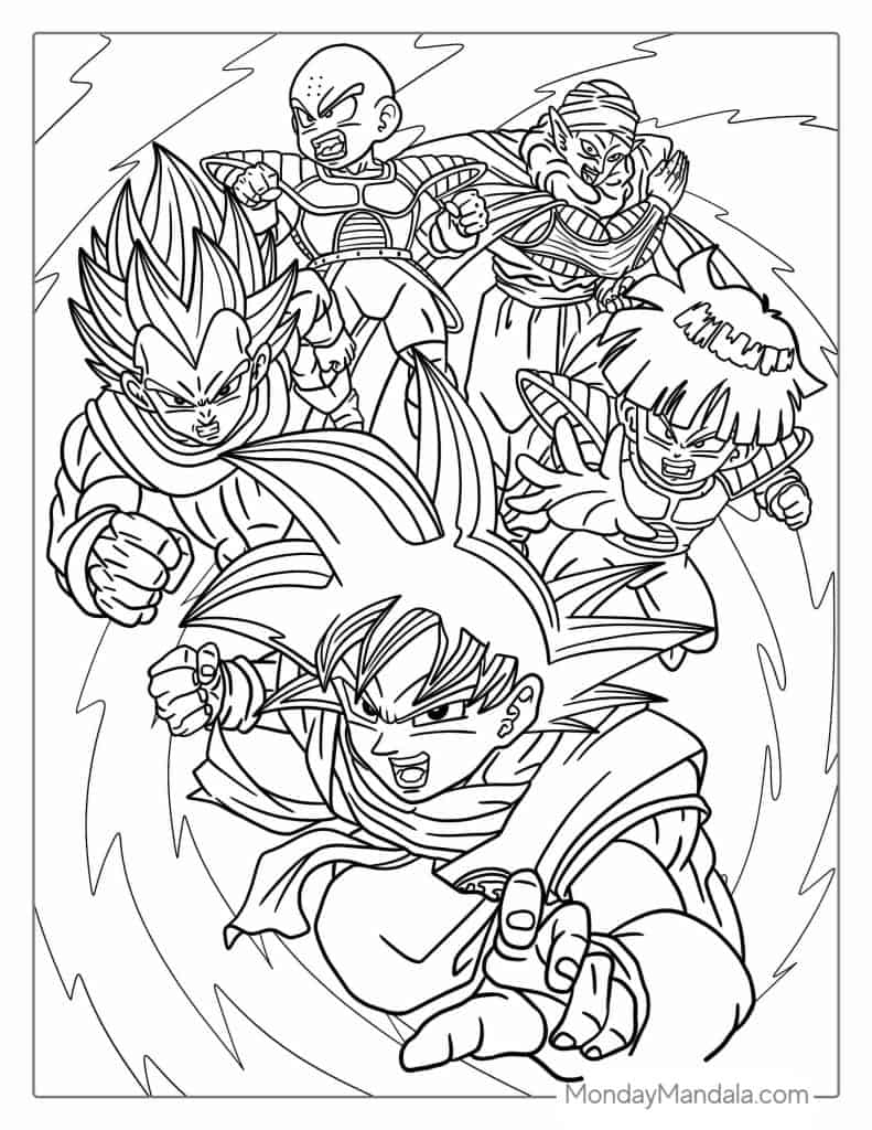 Dragon ball z coloring pages free pdf printables