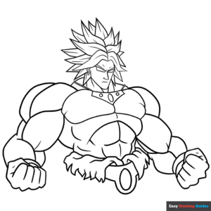 Broly coloring page easy drawing guides