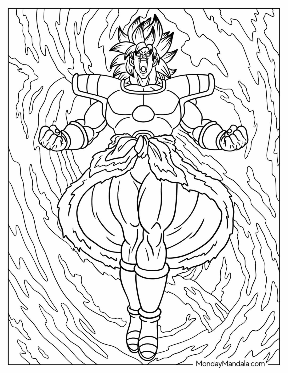 Broly coloring pages free pdf printables