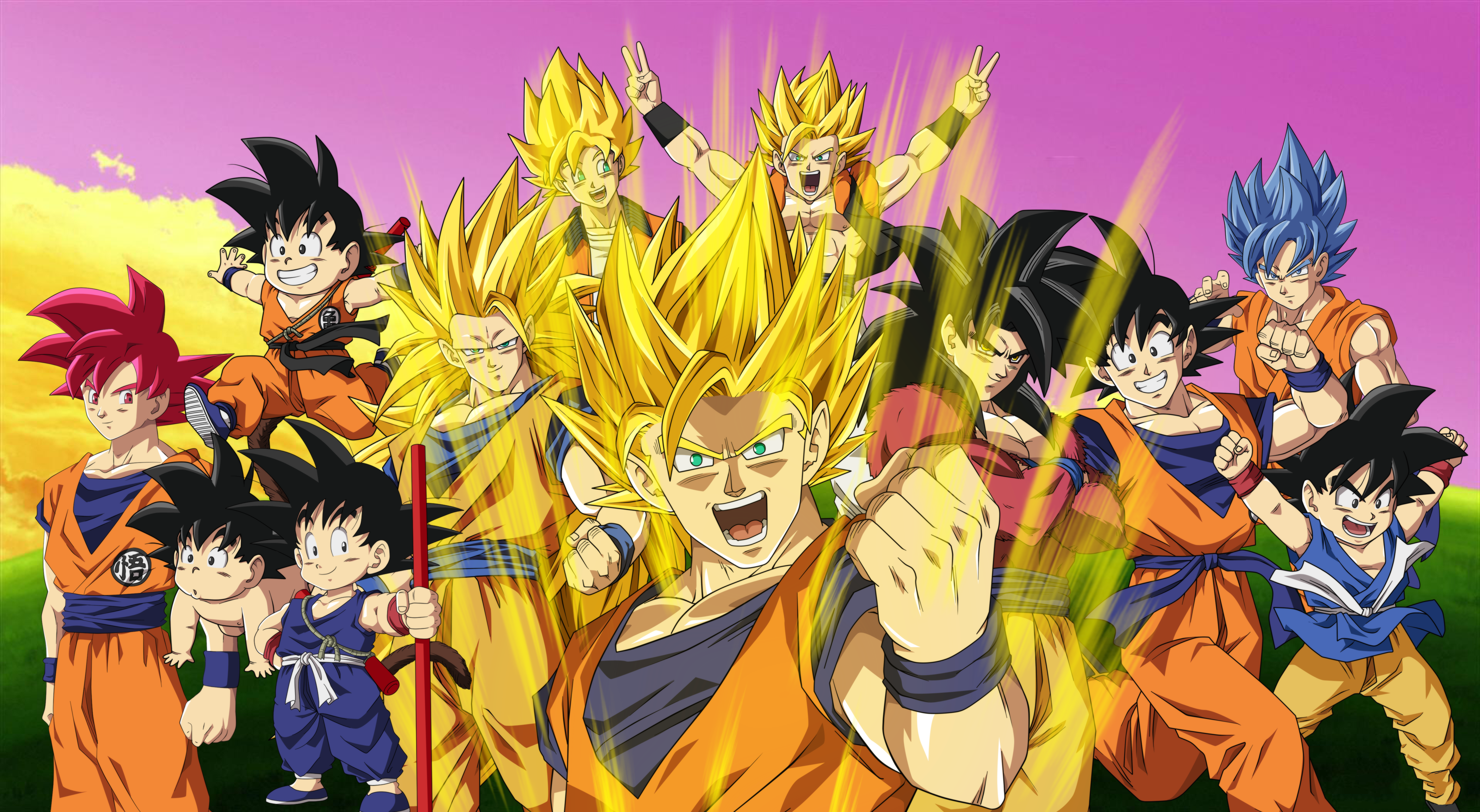 The many forms of goku throughout the years by fabian sandi