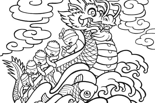 Chinese dragon boat festival coloring pages