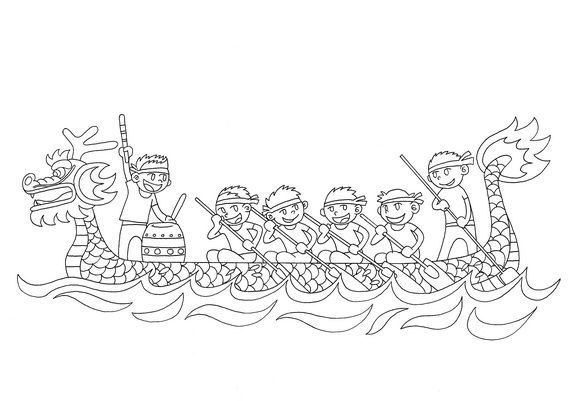 Chinese dragon boat festival coloring pages