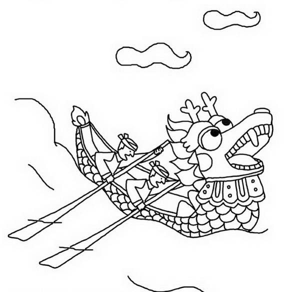 Chinese dragon boat festival coloring pages