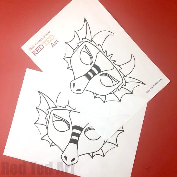 Dragon mask coloring page