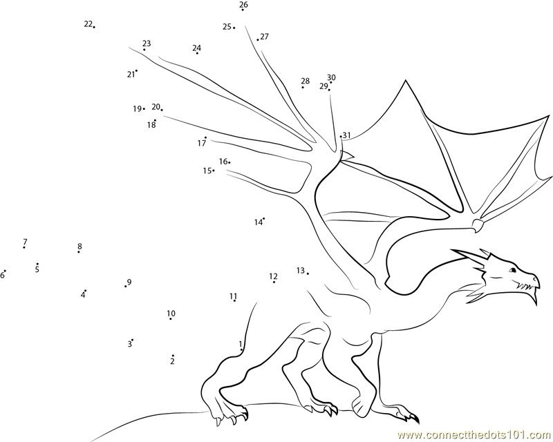 Fire blue dragon dot to dot printable worksheet