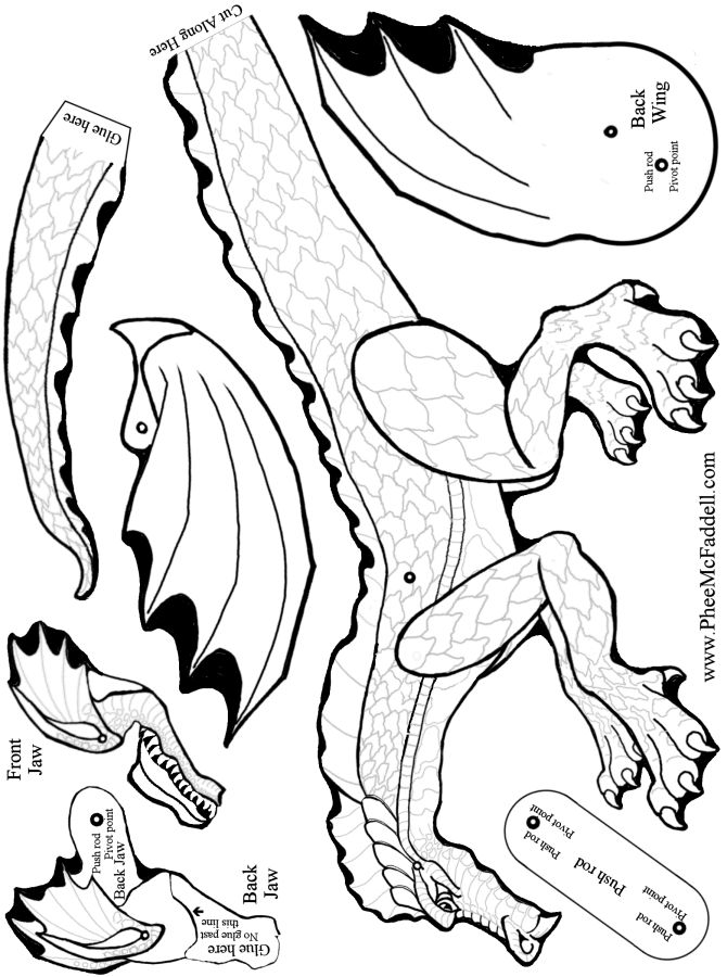 Printable toys models personal use only please dragon crafts coloring pages paper puppets
