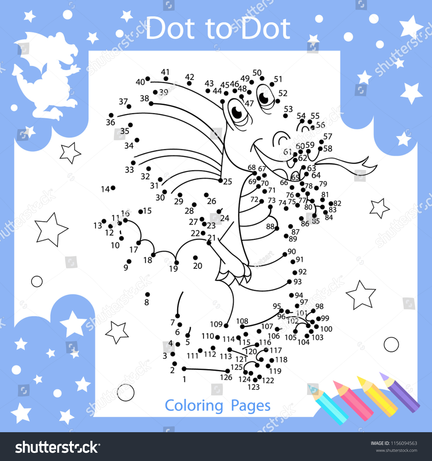 Drawing worksheets dot dots drawn dragon stock vector royalty free