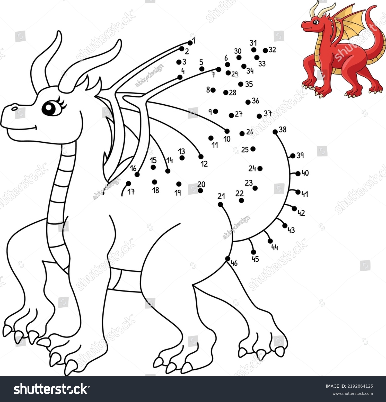 Dot dot walking female dragon coloring stock vector royalty free