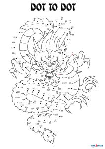 Free printable dragon dot to dot