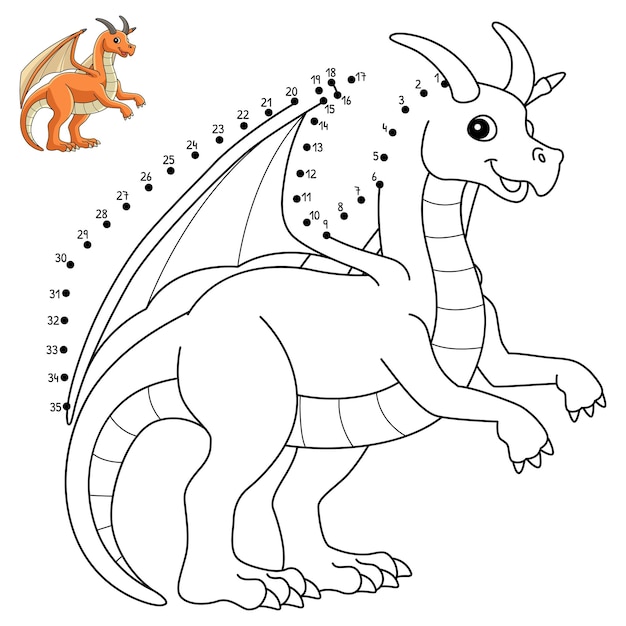 Premium vector dot to dot dragon animal isolated coloring page