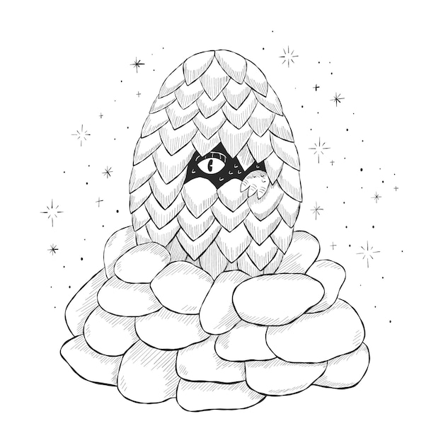 Premium vector sketch of dinosaur or dragon egg