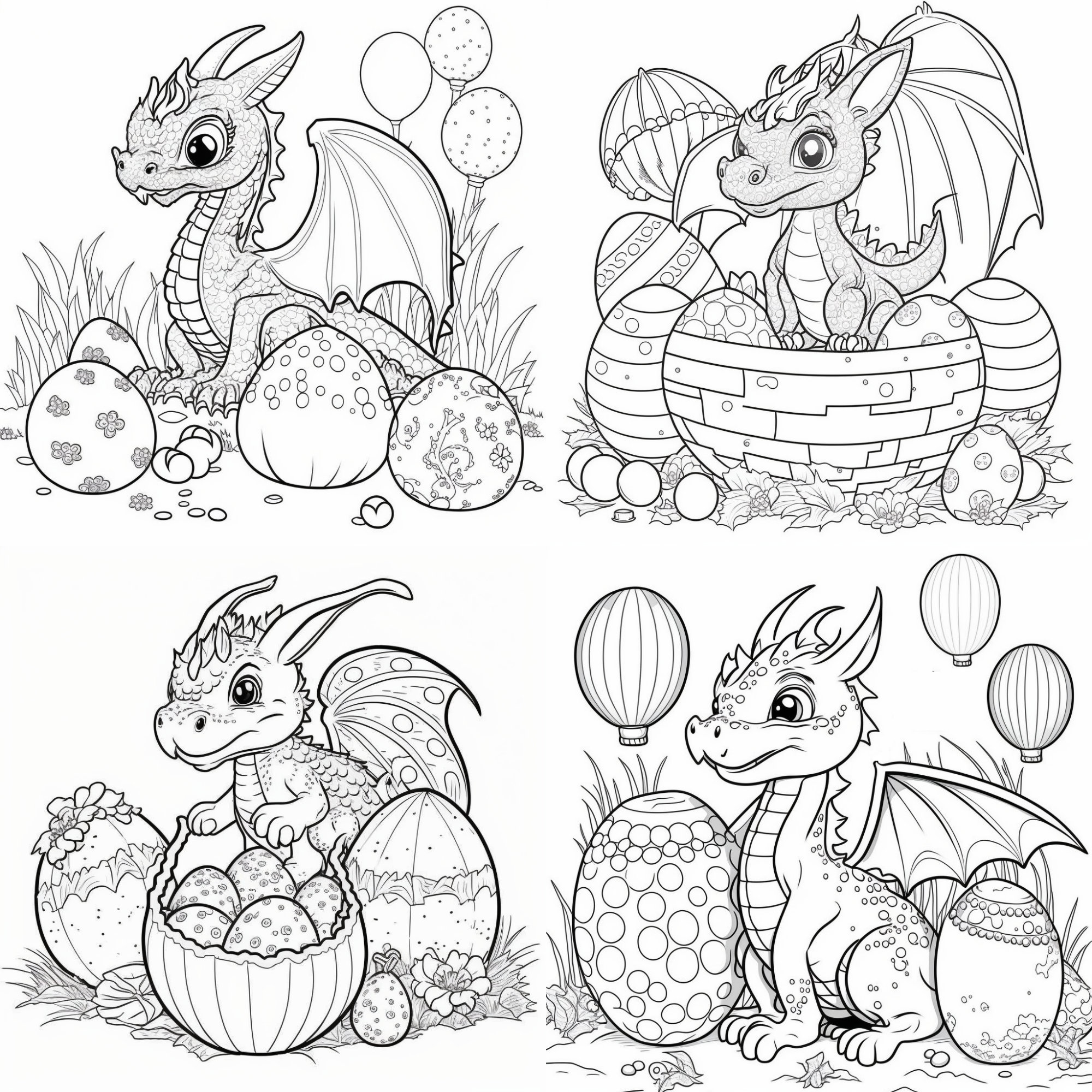 Easter egg dragon coloring pages printable coloring book coloring pages for kids printable digital coloring digital download