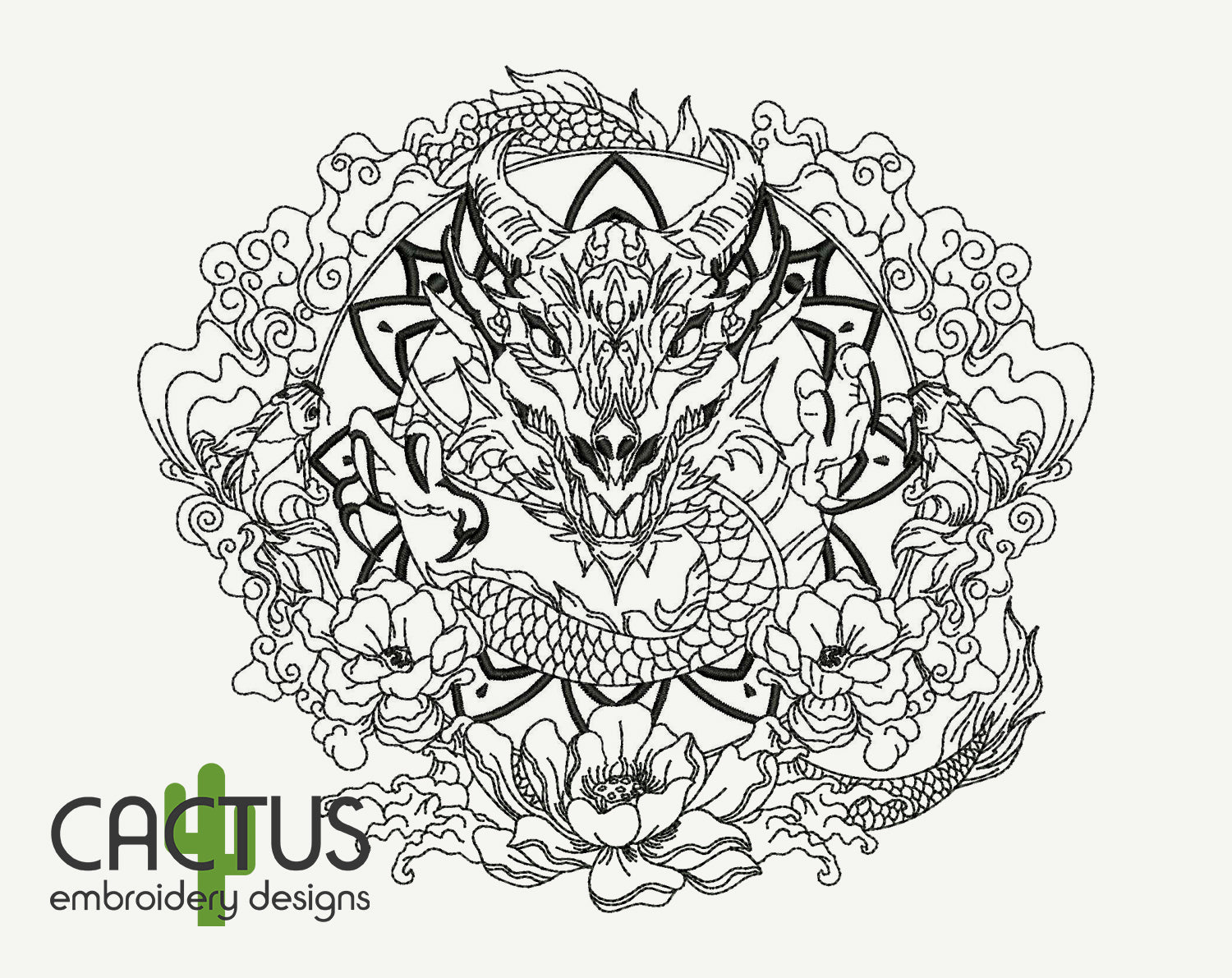 Chinese dragon outline embroidery design â cactus embroidery designs