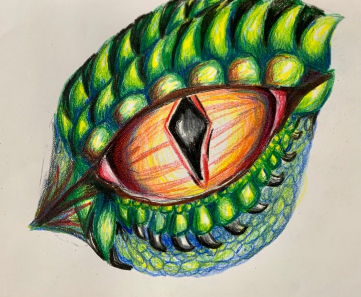 How to draw a dragon eye with colored pencil