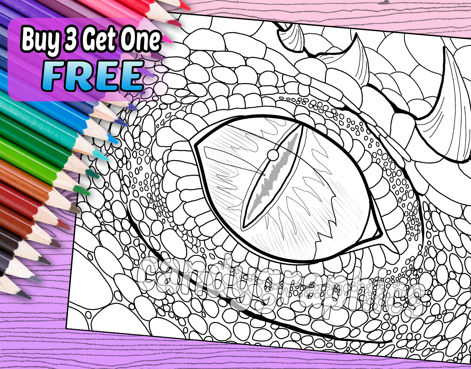 Dragon eye adult coloring book page printable instant download instant download