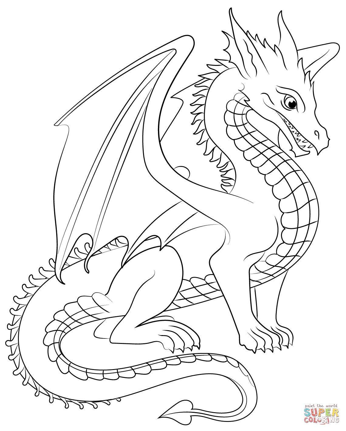 Dragon coloring page free printable coloring pages