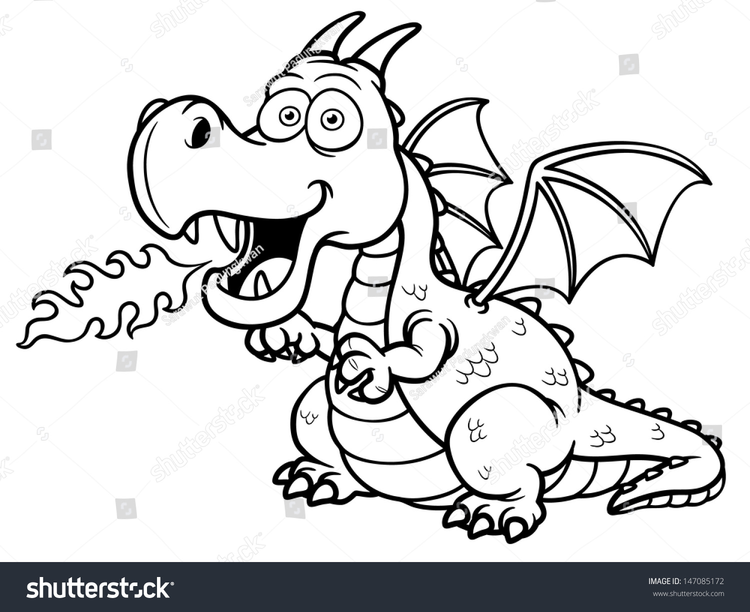 Hakuun vector illustration cartoon dragon fire coloring liittyvã vektorikuva rojaltivapaa