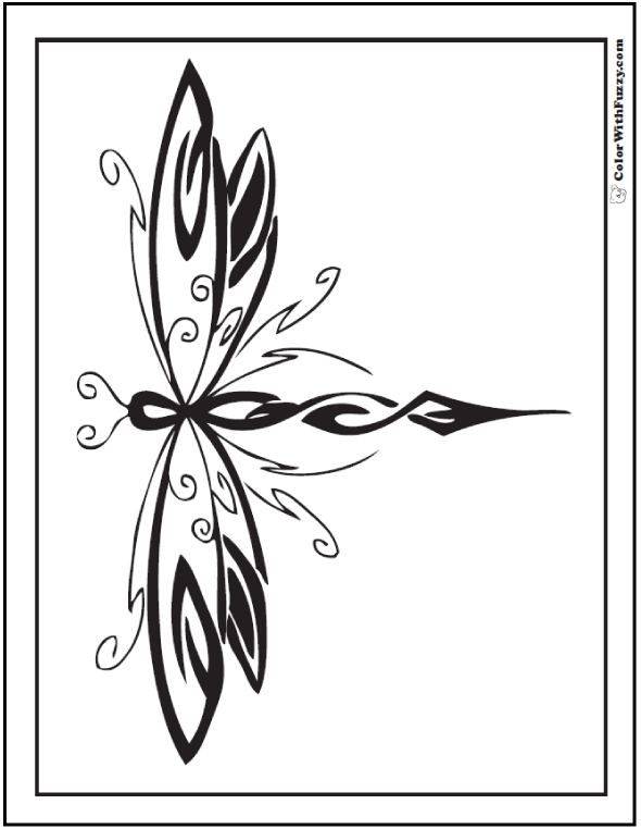 Geometric dragonfly coloring pages