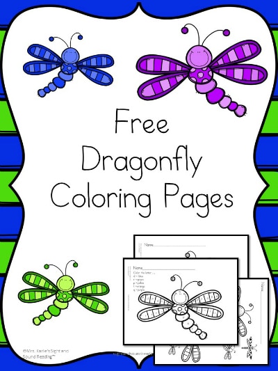 Free dragonfly coloring pages