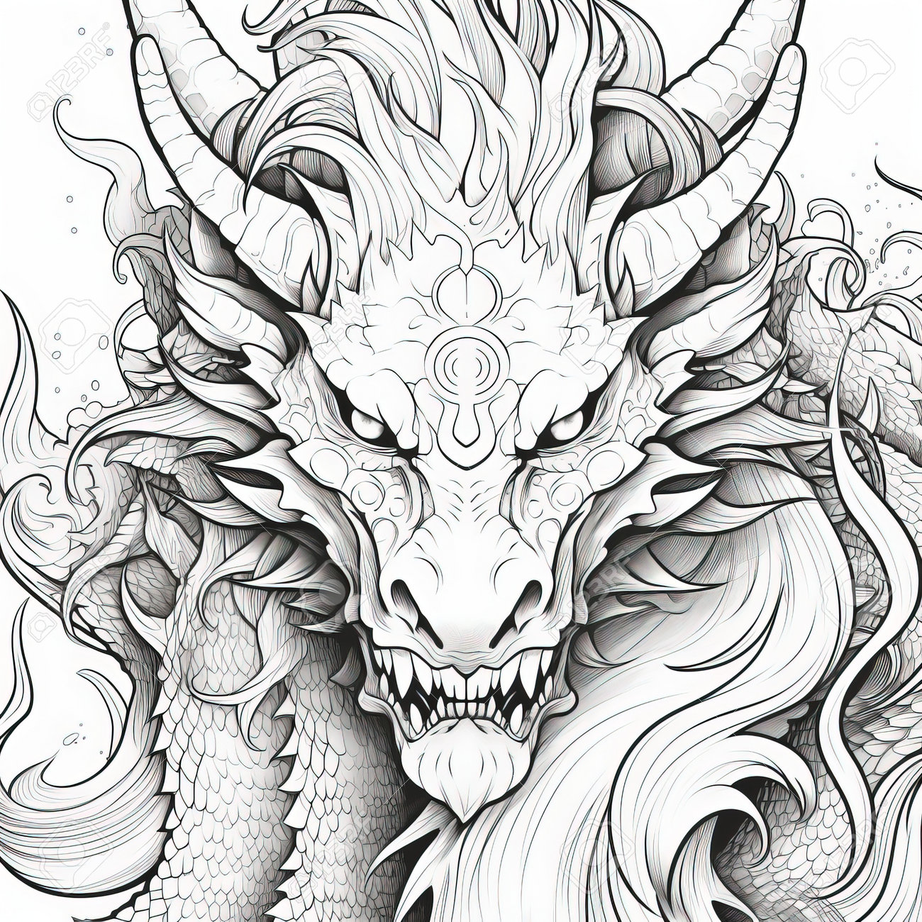 Dragon coloring pages for adults stock photo picture and royalty free image image