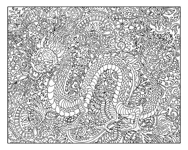 Adult coloring pages dragon stock photos pictures royalty