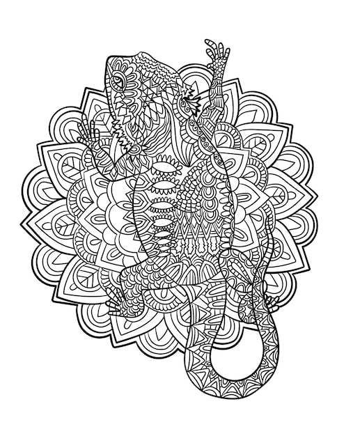 Premium vector bearded dragon mandala coloring pages for adults