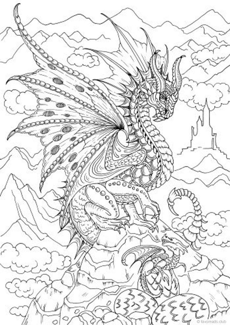 Dragons printable adult coloring page from favoreads coloring book pages for adults and kids coloring sheets coloring designs